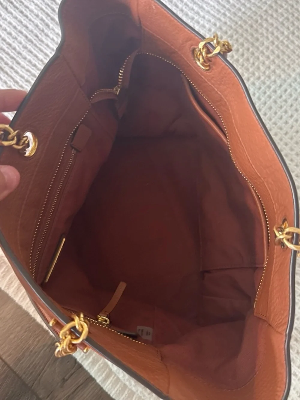 Tory Burch Cognac Leather Chain-Handle Tote